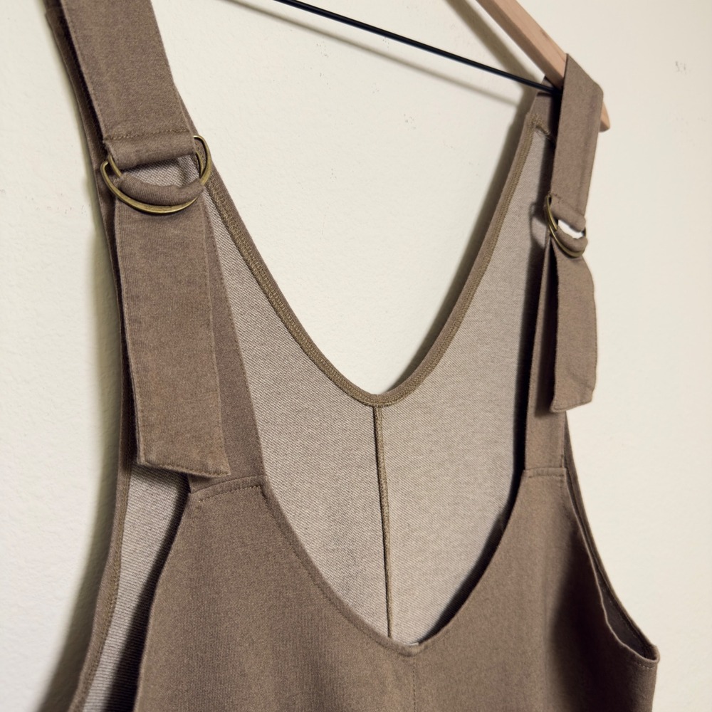 Womens Wide Leg Jumpsuit Overalls Jumpsuit Tan Brown V Neck Sleeveless Homestead - Picture 9 of 13